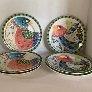 6 FITZ and FLOYD plates , 8.5”, Gypsy Chicks